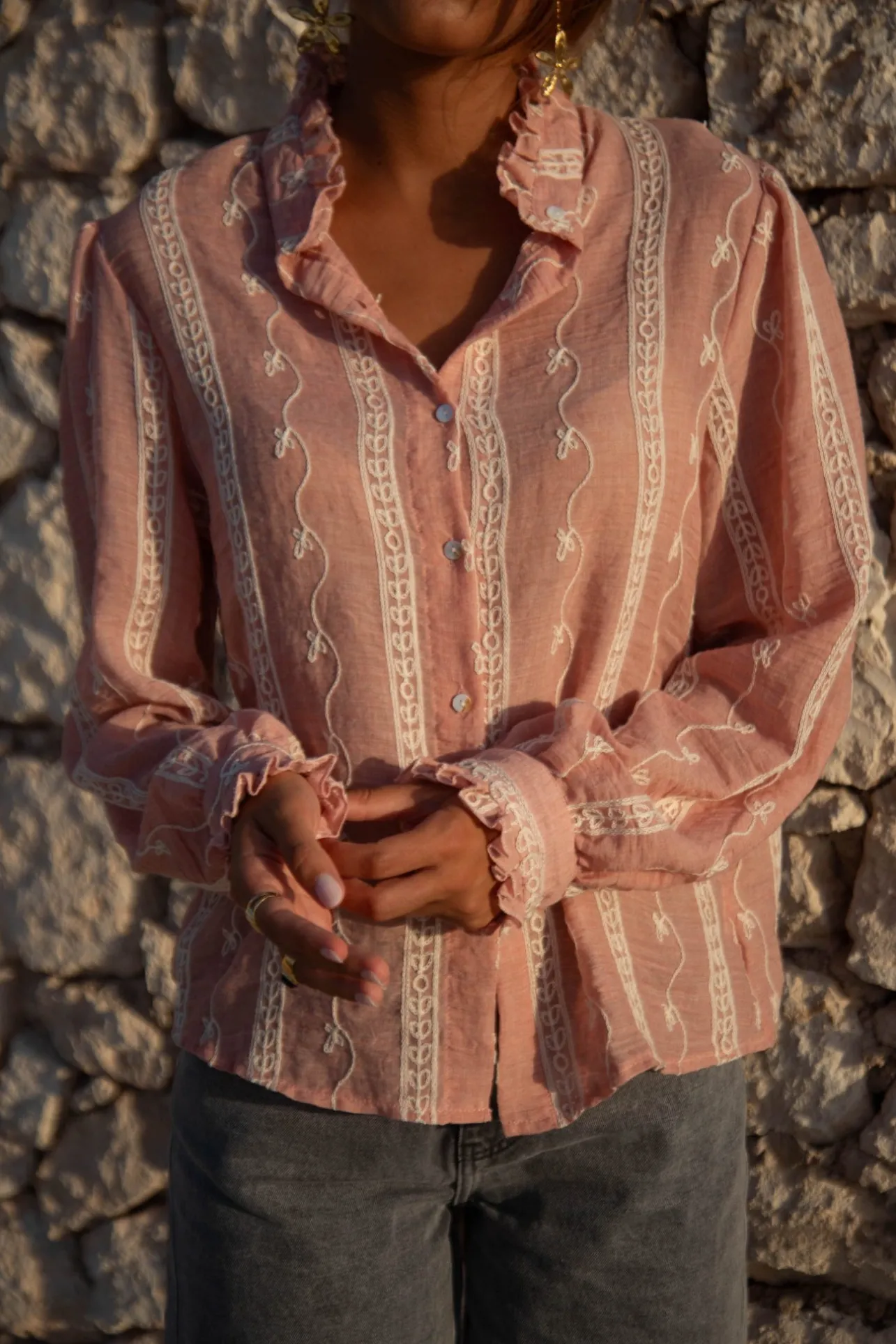 Sahomashop Blouses & Chemises<BlouseJeyna roseetblanche