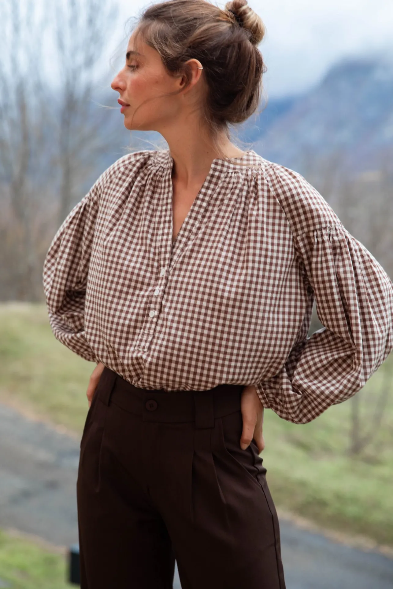 Sahomashop Blouses & Chemises<BlouseLioramarron vichymarron