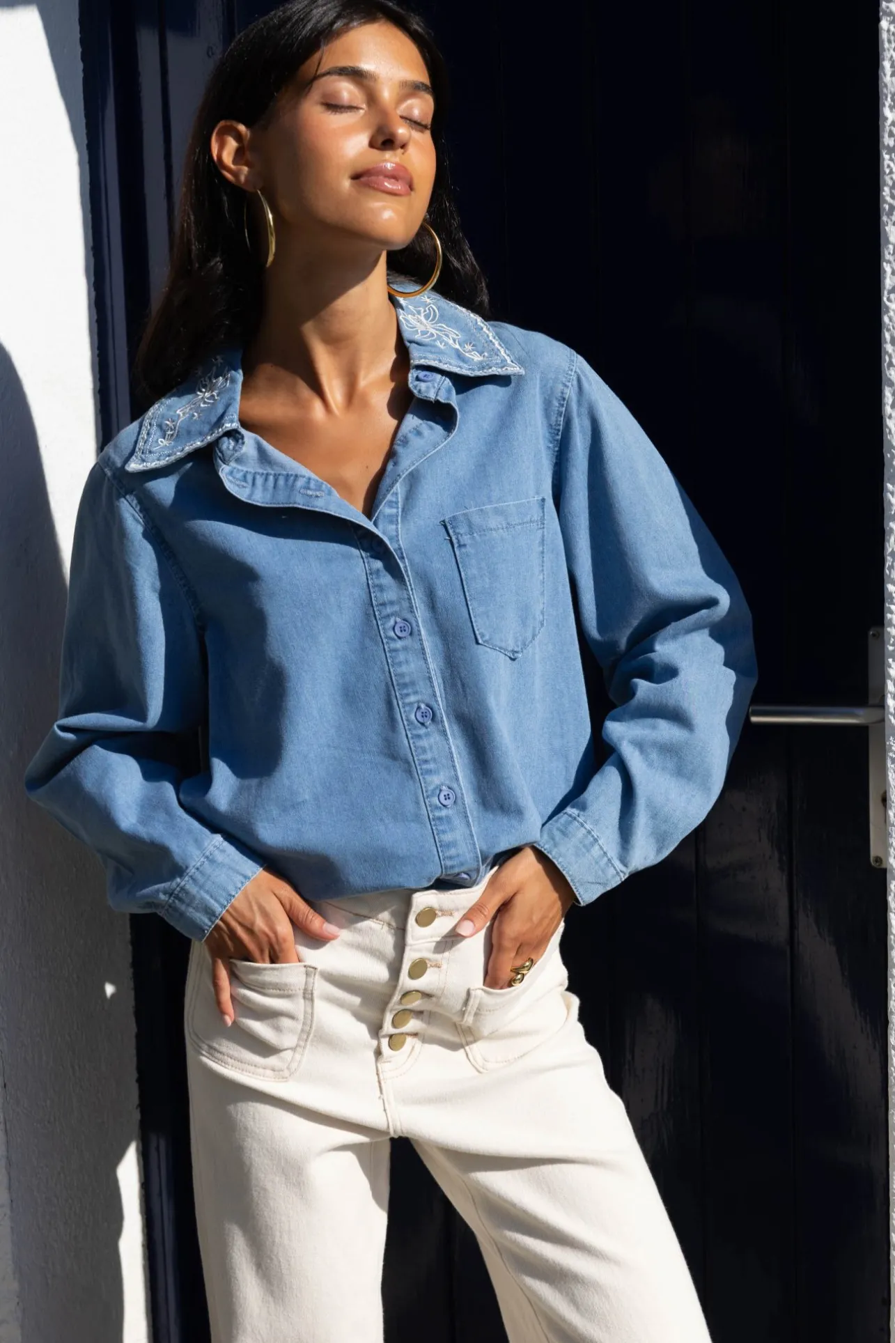 Sahomashop Blouses & Chemises<ChemisePenelope bleuetblanc