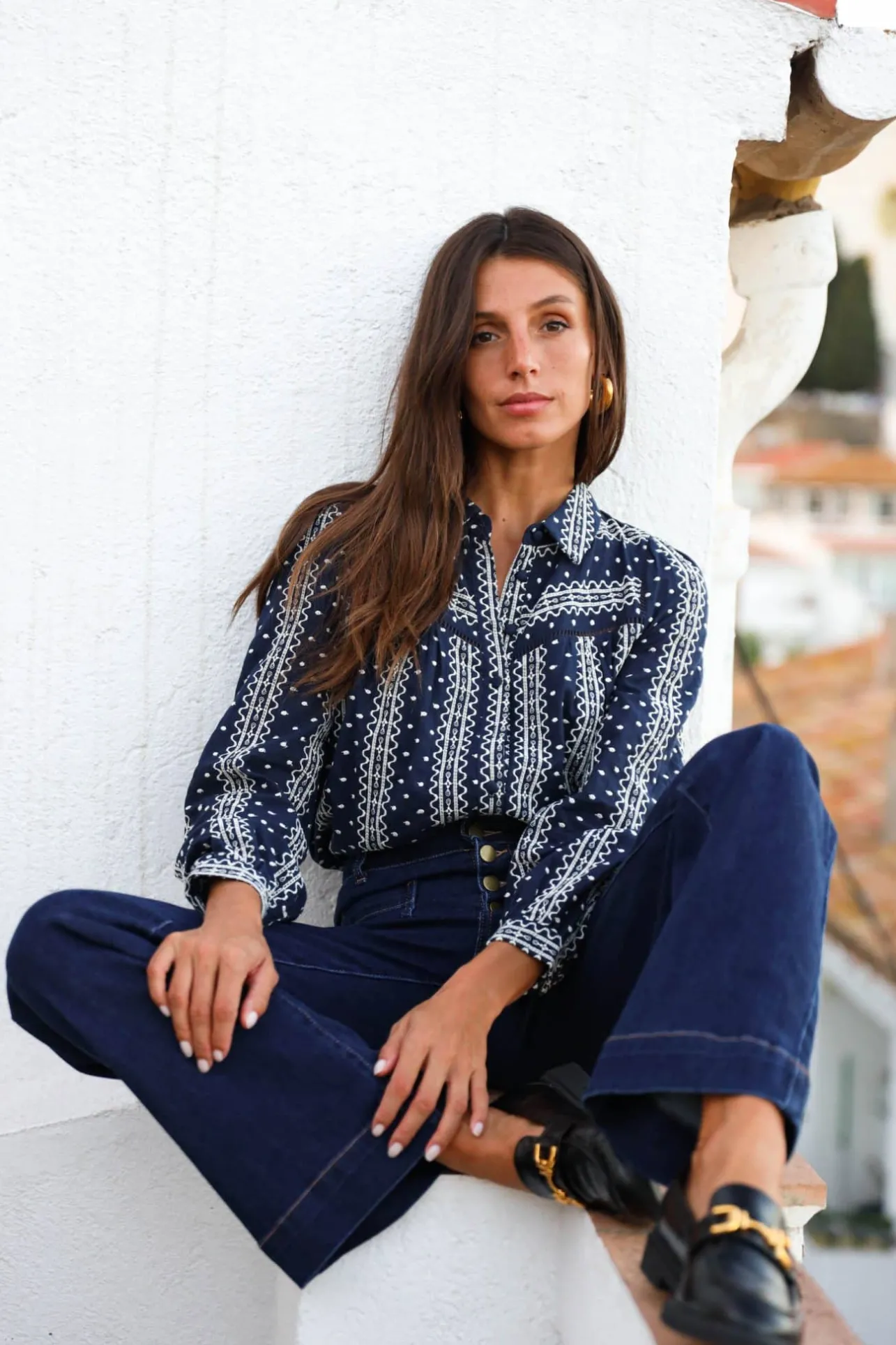 Sahomashop Blouses & Chemises<ChemisePhilippa bleumarinebroderiesécru