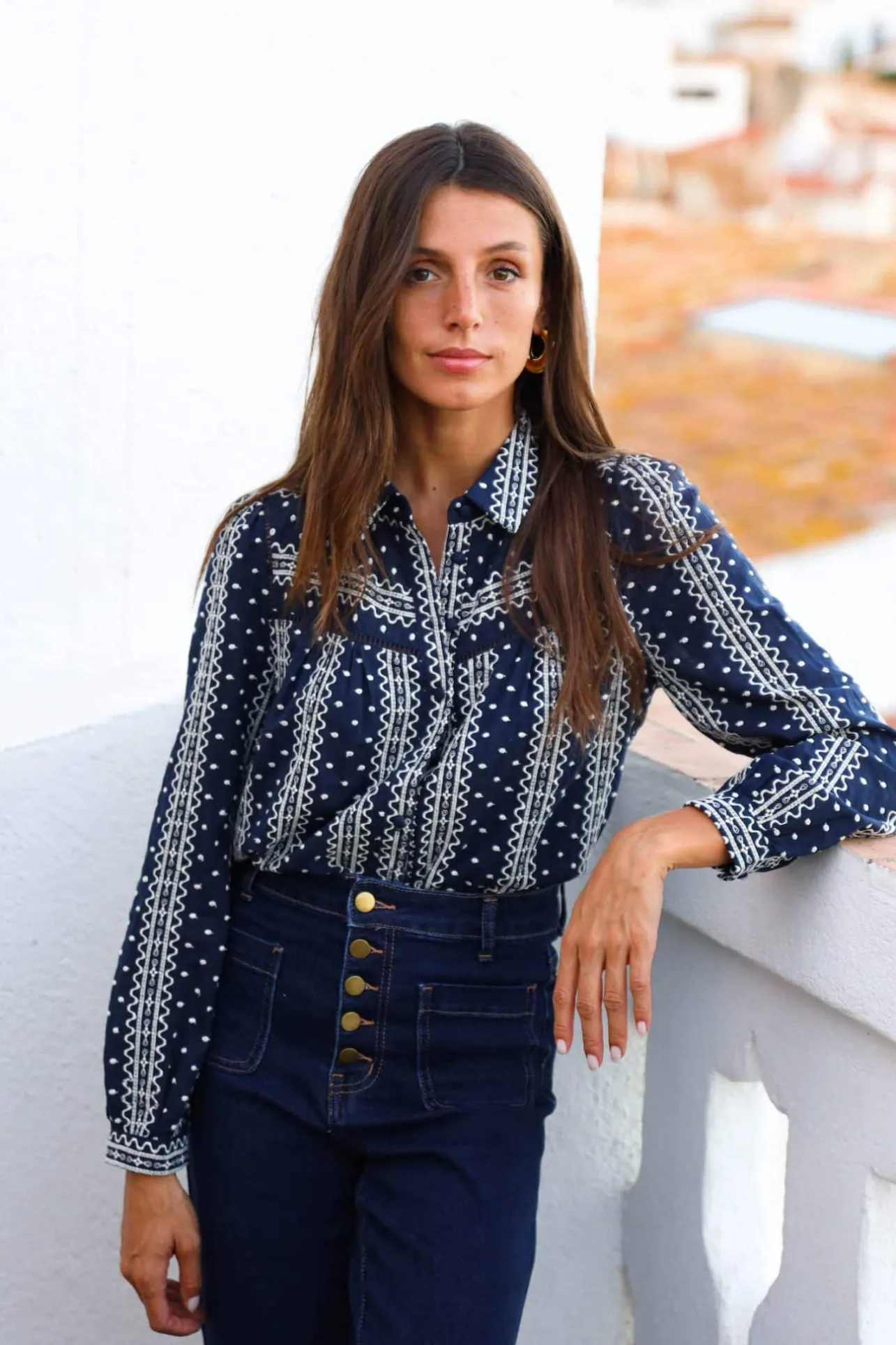 Sahomashop Blouses & Chemises<ChemisePhilippa bleumarinebroderiesécru